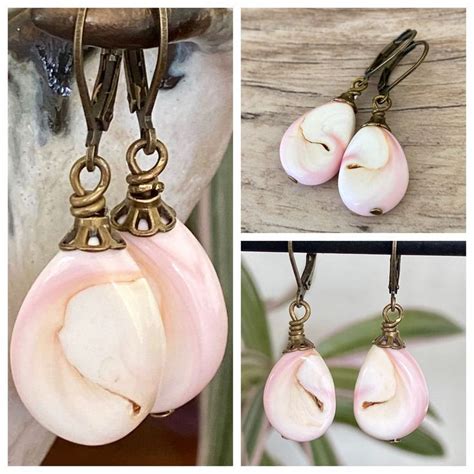 Queen Conch Earrings Natural Queen Conch Pink Shell Earrings Conch