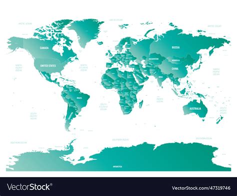 World Map Detailed Political With Lables Vector Image