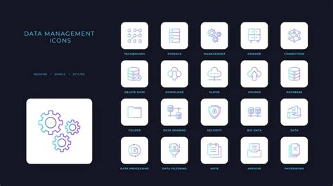 Premium Vector Data Management Icons Collection With Blue Duotone Style Information Digital