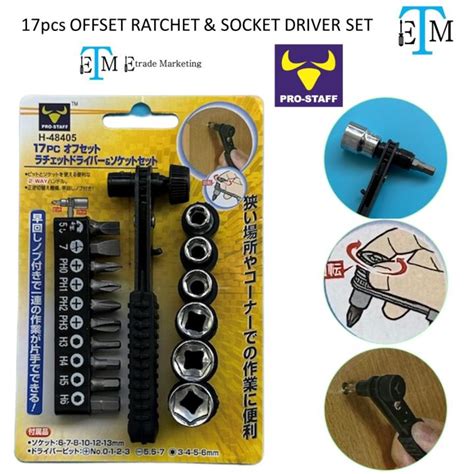 PRO STAFF H 48405 17pcs OFFSET RATCHET SOCKET DRIVER SET Lazada