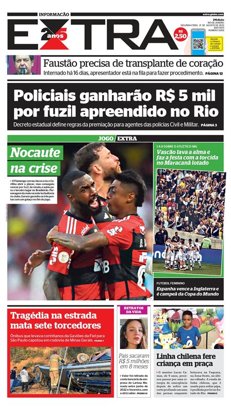 Jornais Destacam Vit Ria Do Vasco Contra O Atl Tico Mg Capas Supervasco