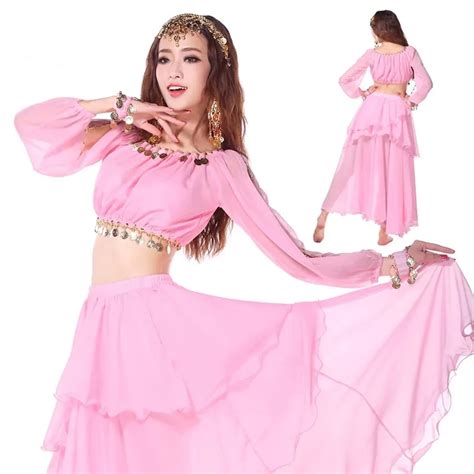 Sexy India Bollywood Belly Dancing Wear Costumes 2pcs Set Indian