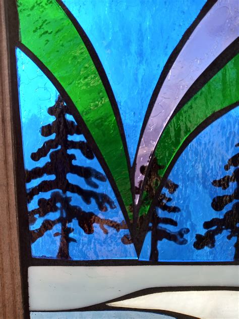 Northern Lights Stained Glass Mosaic Suncatcher Aurora Etsy