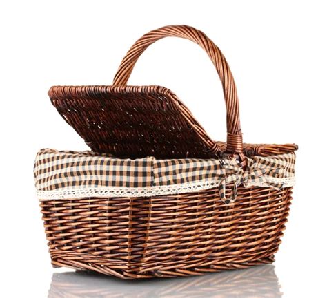 Picnic Basket Isolated On White Stock Photo Belchonock 13847930