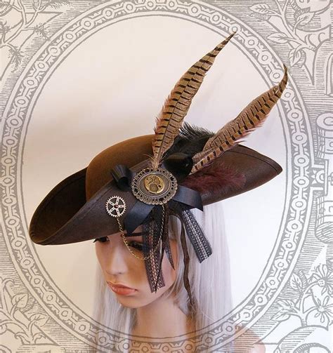 Steampunk Tricorn Goth Steampunk Brown Hat Etsy Piratas Ropa