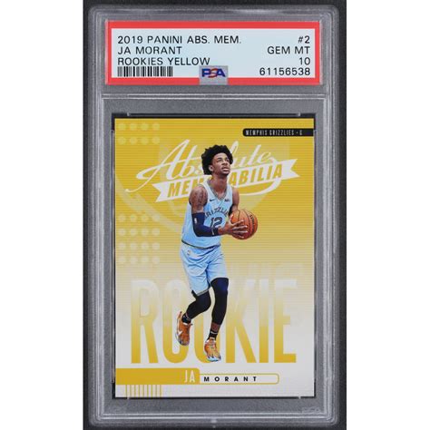 Ja Morant 2019 20 Absolute Memorabilia Rookies Yellow 2 RC PSA 10