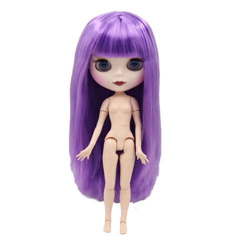 Neo Blythe Muñeca con cabello morado piel blanca cara linda mate y