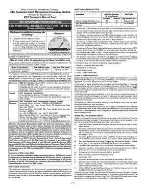 Fillable Online Icici Prudential Business Cycle Fund Series Fax Email