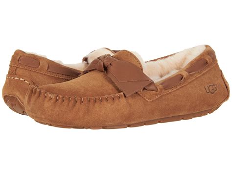 UGG Dakota Leather Bow (Chestnut) Women's Moccasin Shoes | Slippers.com ...