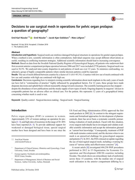 (PDF) Decisions to use surgical mesh in operations for pelvic organ ...