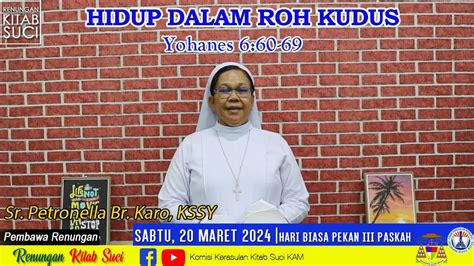 Renungan Kitab Suci Sabtu April Yohanes Sr