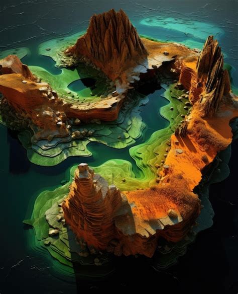 Premium AI Image | a aerial view of a rocky island