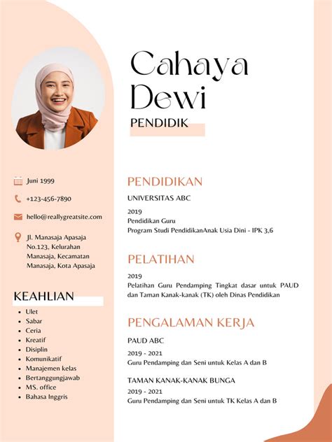 Minimalis Pastel Cv Daftar Riwayat Hidup Guru Pendidikan Anak Usia Dini