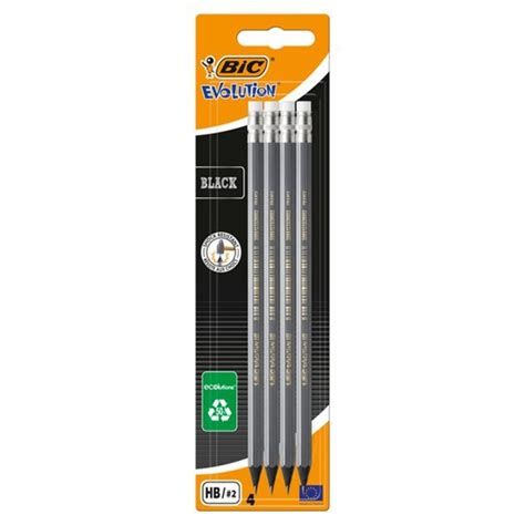 Bic Evolution Black Hb Graphite Pencils With Eraser Pack