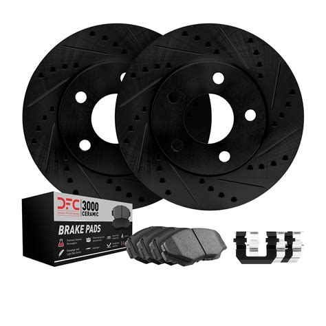 Dynamic Friction Company Rear Brake Rotors Drilled And Slotted Black