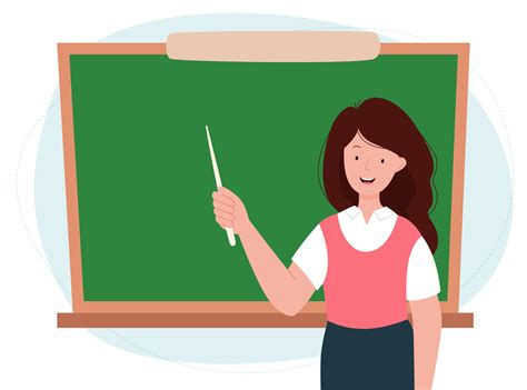 Female Teacher In Classroom Woman Pointing Something On A Chalkboard