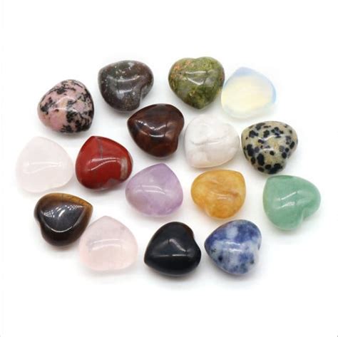 12pcs 15mm Mixed Puffy Heart Chakra Crystal Set 7 Chakra Stones