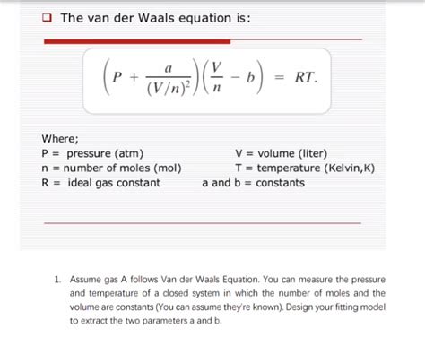 Get Answer O The Van Der Waals Equation Is P Wºmp C RT