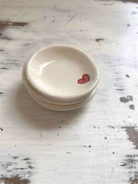 Mini Heart Trinket Dish Bumblebee Ceramics