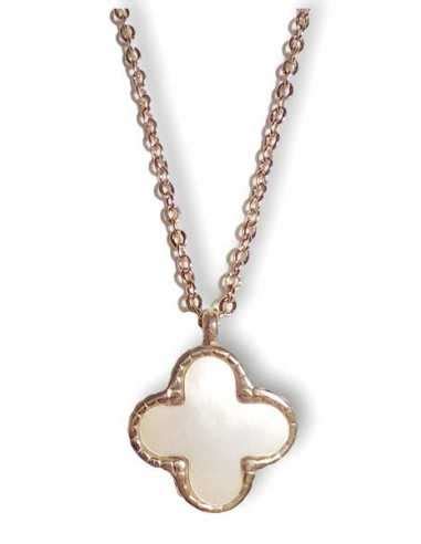 Collier Acier Inoxydable L Dor Pendentif Tr Fle Blanc