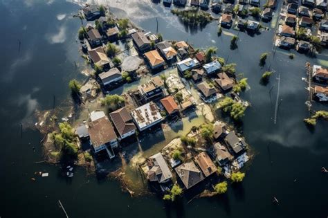 Vista A Rea De Bairros Inundados E Casas Submersas Foto Premium