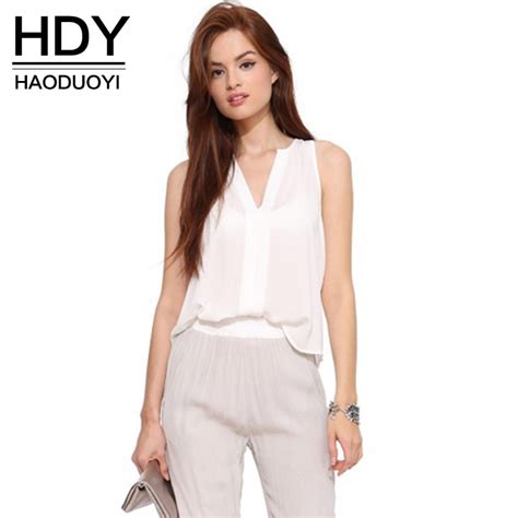 Hdy Haoduoyi 2020 New Fashion Women Chiffon Shirt V Neck Solid White