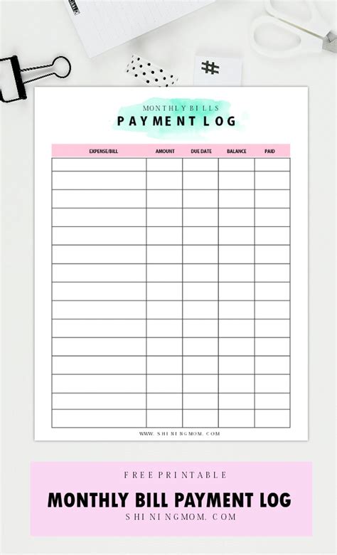 Free Printable Monthly Bill Payment Tracker Use This Bill Tracker