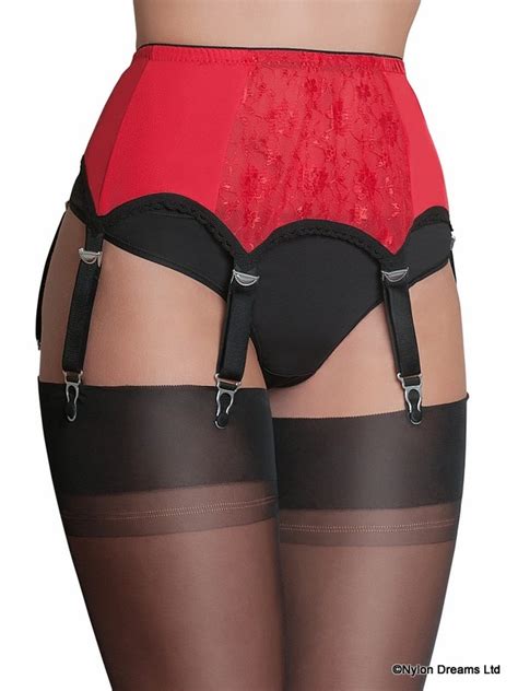 Nylon Dreams 6 Strap Lace Front And Sides Suspender Belt