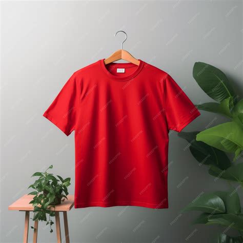 Premium AI Image | Red Tshirt Mockup on dynamic plain background Shirt ...
