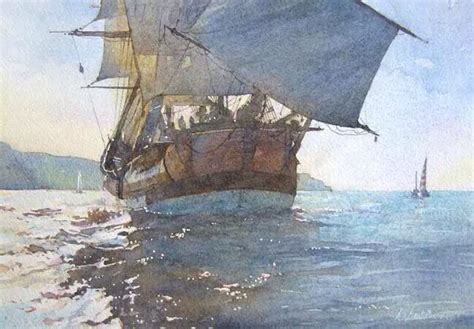 Robert Brindley Watercolour Ship Paintings Watercolor Landscape