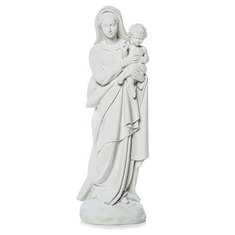Virgin Mary And Baby Jesus Statue In Reconstituted Marble 60 Cm