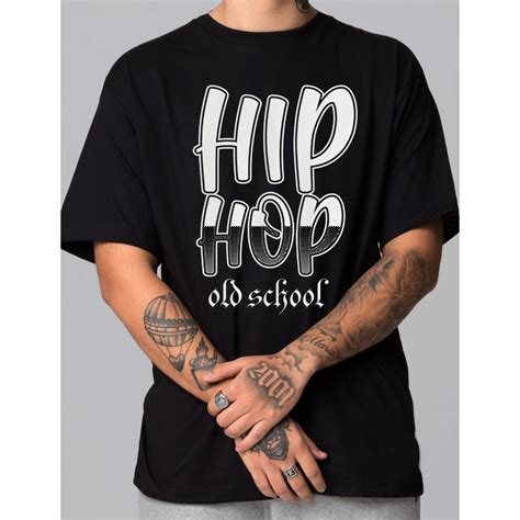 Camiseta Hip Hop Unissex Preta Algod O Premium Estampada Camisa Street