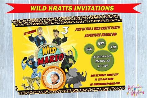 Wild Kratts Birthday Invitation Wild Kratts Party Etsy