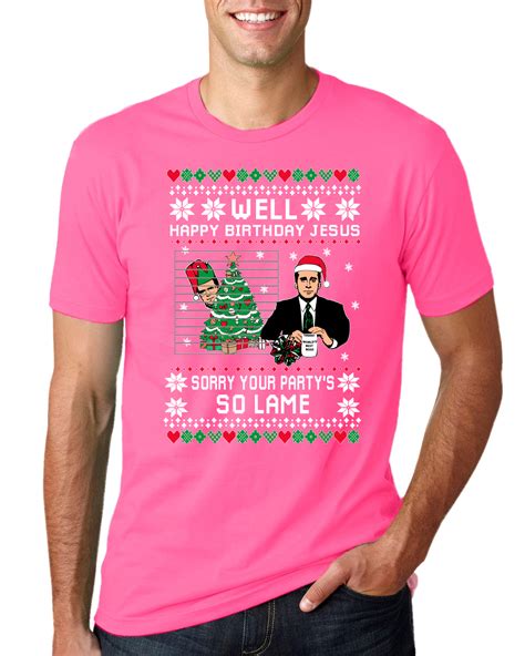 Wild Bobby Well Happy Birthday Jesus Funny Quote Office Ugly Christmas Men S Graphic Tee Neon