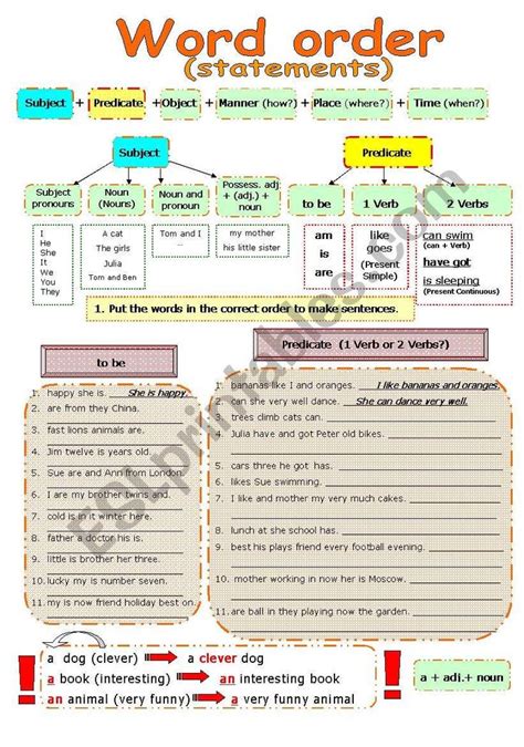 Word Order In Statements And Questions Esl Worksheet By Larisa Word Order Grammar