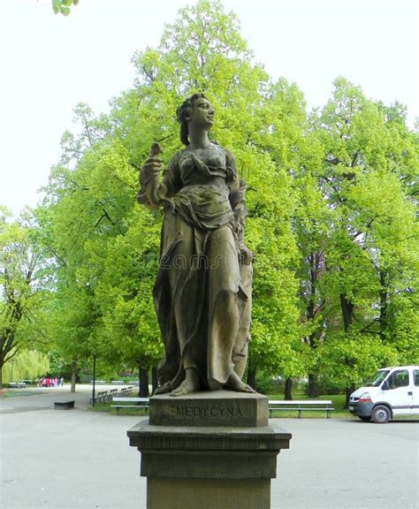 Poland Warsaw Saxon Garden Rococo Sandstone Statue Medycyna