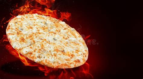 Hot Fresh Traditional Italian Pizza In Flames Stock Image Image Of Slice Fire