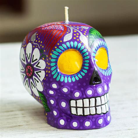 UNICEF Market Colorful Purple Floral Mexican Day Of The Dead Skull