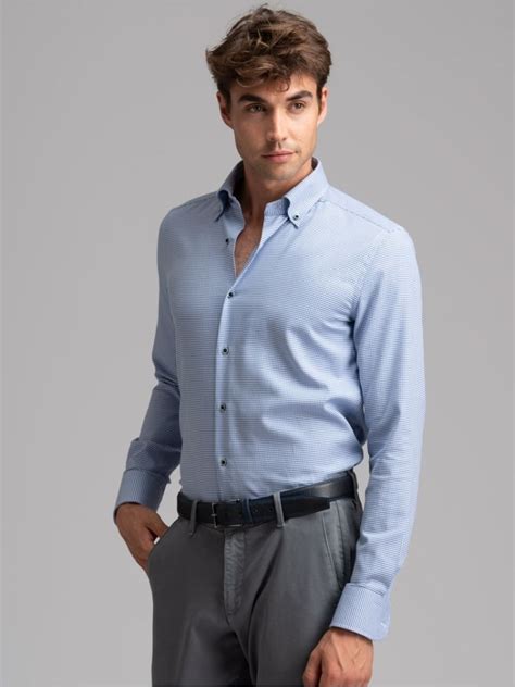 Camicia Uomo Micro Fantasia Collo Button Down Invidia