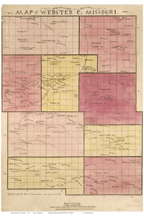 Webster County Missouri 1877 Old Wall Map With Homeowner Etsy