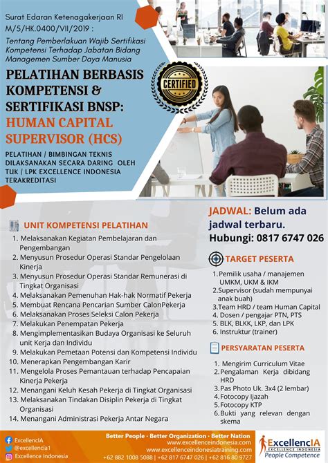 Pelatihan And Sertifikasi Bnsp Human Capital Supervisor