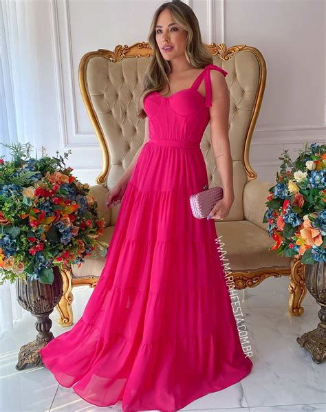 Vestido Rosa Pink Corpete E Saia Em Camadas Mariah Boutique