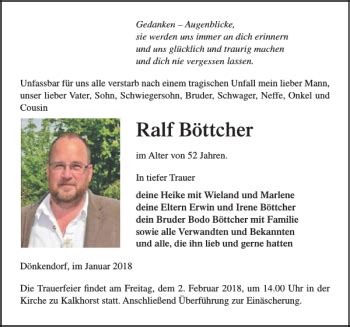 Traueranzeigen von Ralf Böttcher trauer anzeigen de