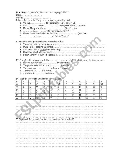 English Worksheets Round Up