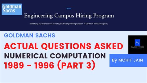 Goldman Sachs Aptitude Actual Questions Asked Numerical Computation