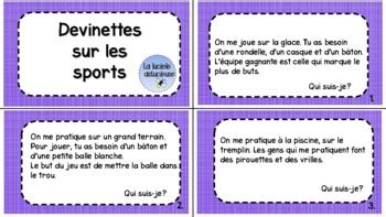 Devinettes Sur Les Sports By La Luciole Astucieuse TPT