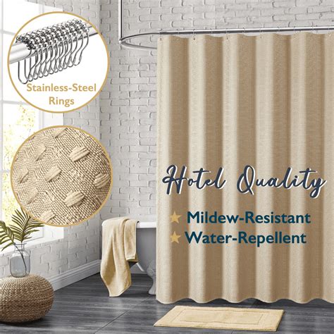 Comfitime Fabric Shower Curtain With Hooks 230 Gsm Heavy Duty