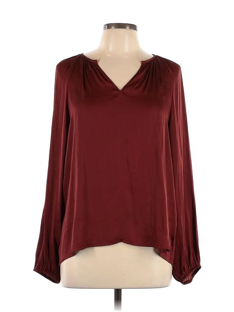 Banana Republic 100 Polyester Burgundy Long Sleeve Top Size L 75