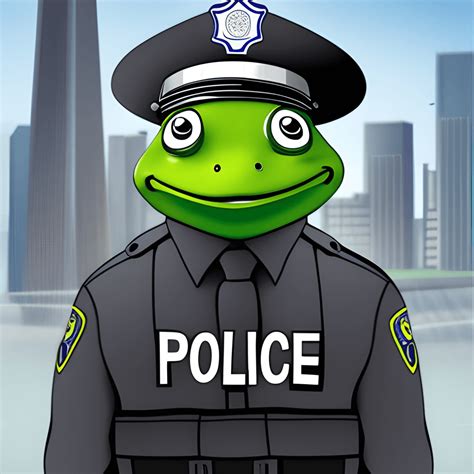 Cute Happy Policeman Frog In Police Hat Holding Pistol Gun Creative