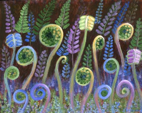 Fiddlehead Fern Painting Fiddlehead Fern Art Spring Fern Art Maine